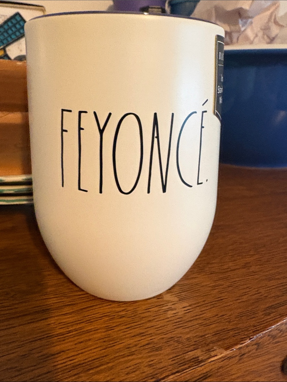 Rae Dunn White stainless 'FEYONCÉ' Wine Tumbler